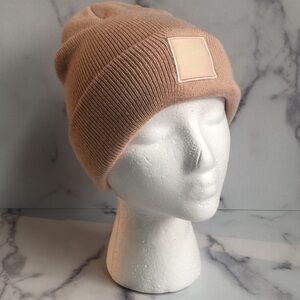 Timberland Classic Tonal Patch Cuffed Beanie In Cameo Rose